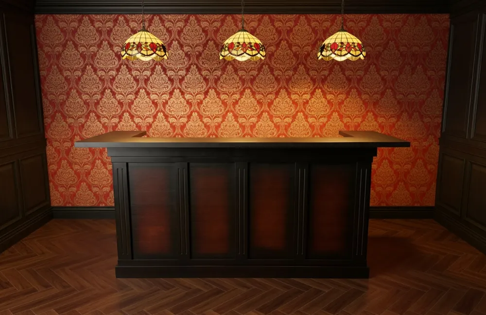bar koloniaal bruin 250 cm houten bar met hpl werkblad