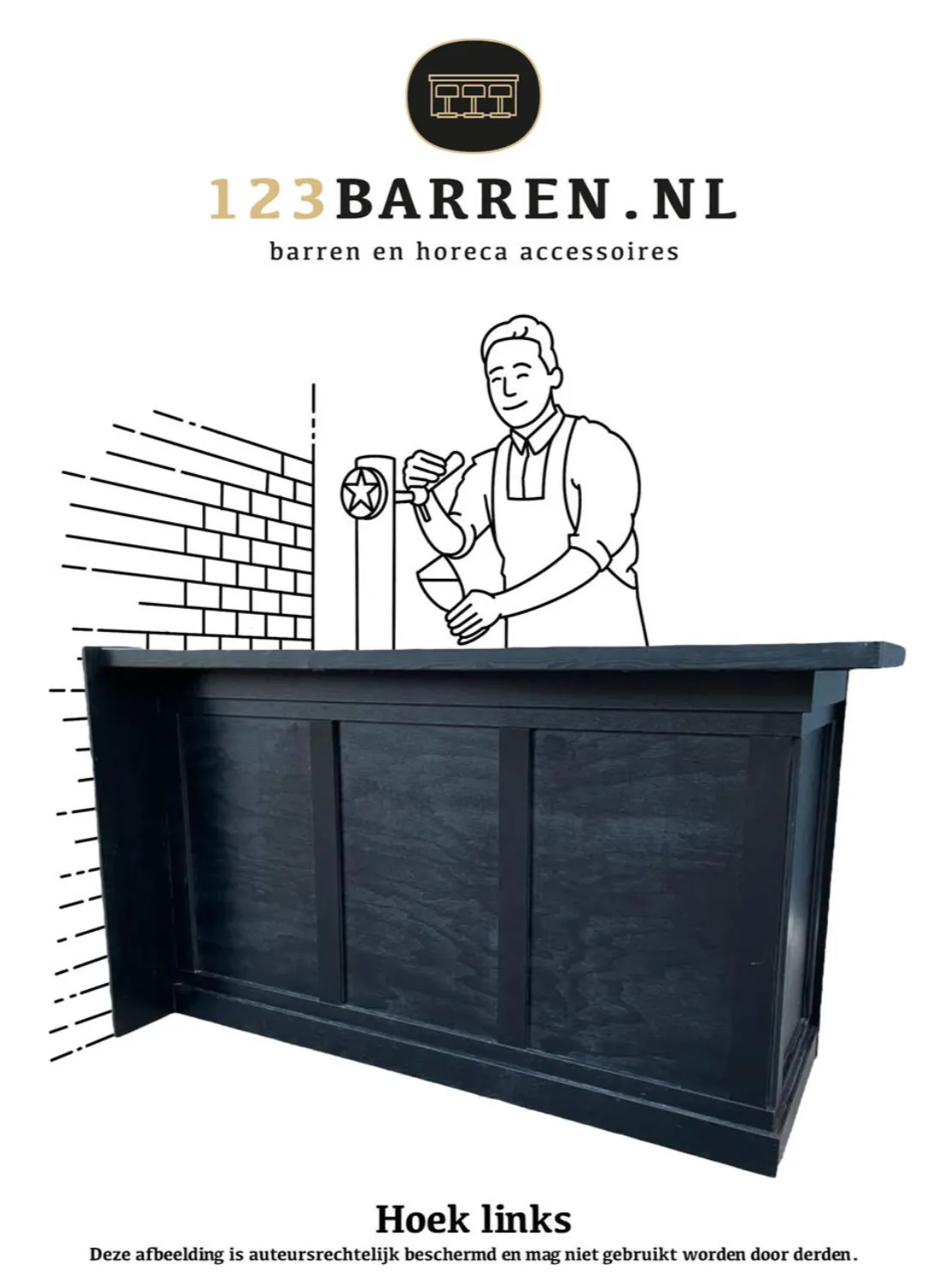 Hoekbar New York - 250cm - Hoek links strepen - Afbeelding 9