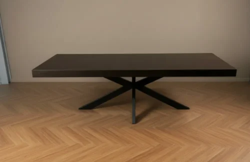 luxe eettafel 270 cm noten kleur met matrixpoot grote tafel