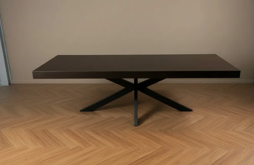 luxe eettafel 270 cm noten kleur met matrixpoot grote tafel