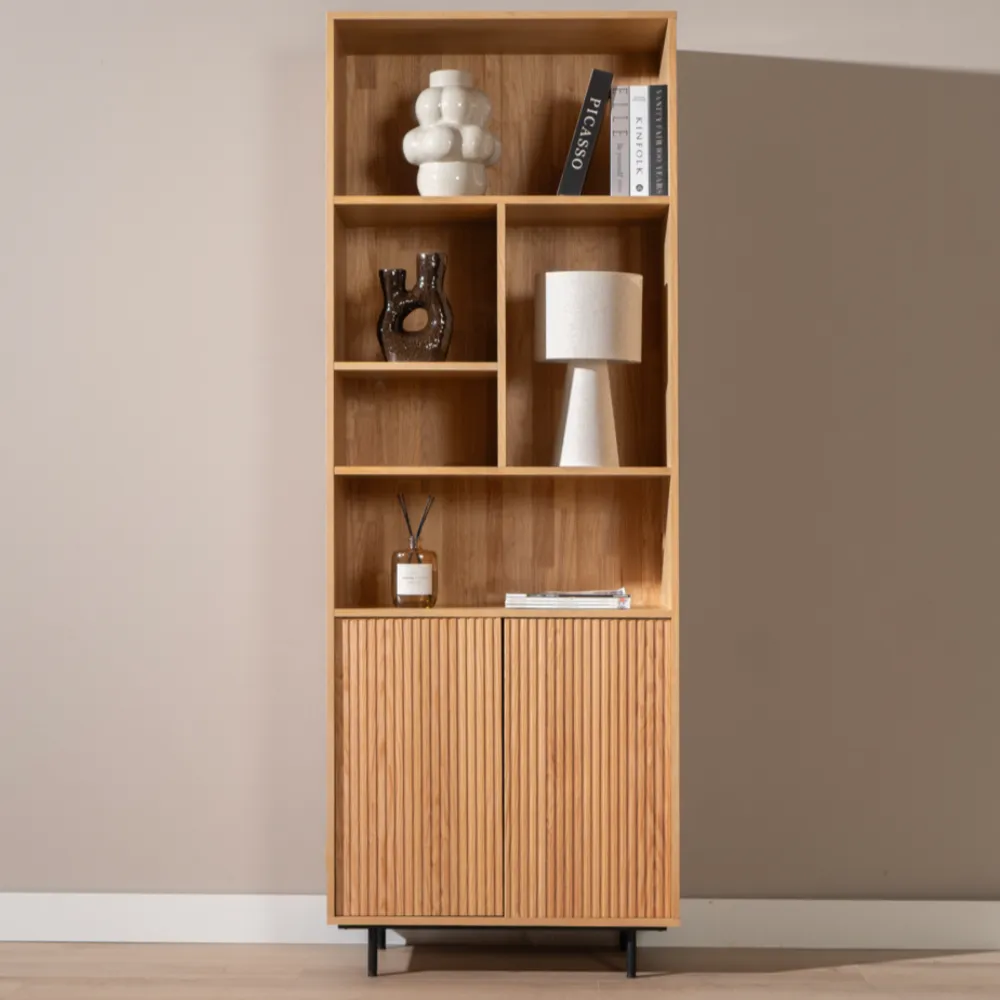vakkenkast lissabon blank eiken open kast met deuren 220 cm