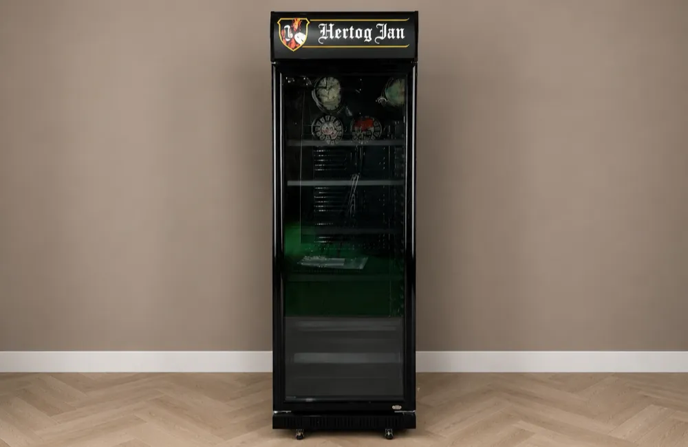 hertog jan drankenkoelkast met glasdeur en led verlichting 347 liter