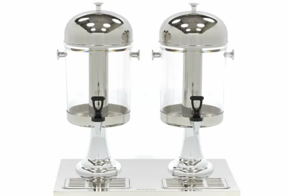 Maxima drankdispenser 2x 8 liter met RVS koelcilinder voor water, sap en frisdrank