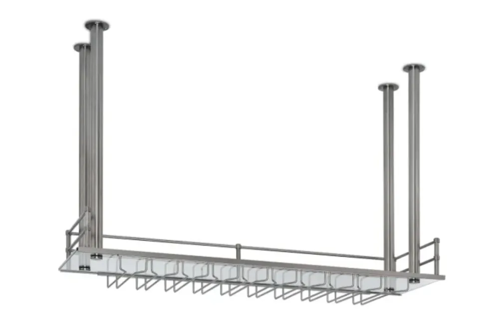 Aget flessenrek van RVS met glazen legplank voor horeca, thuisbar en keuken
